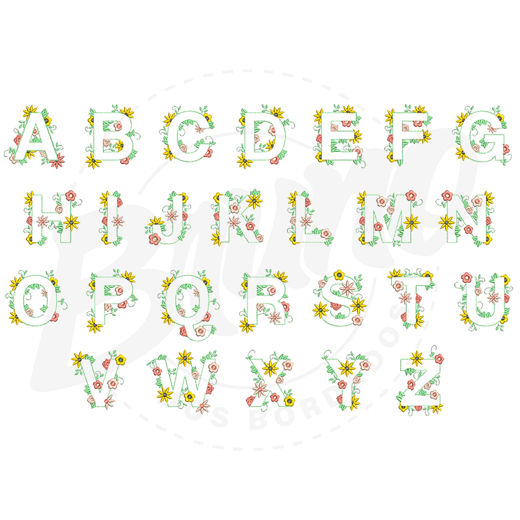 ALFABETO8 Alfabeto Floral Vazado