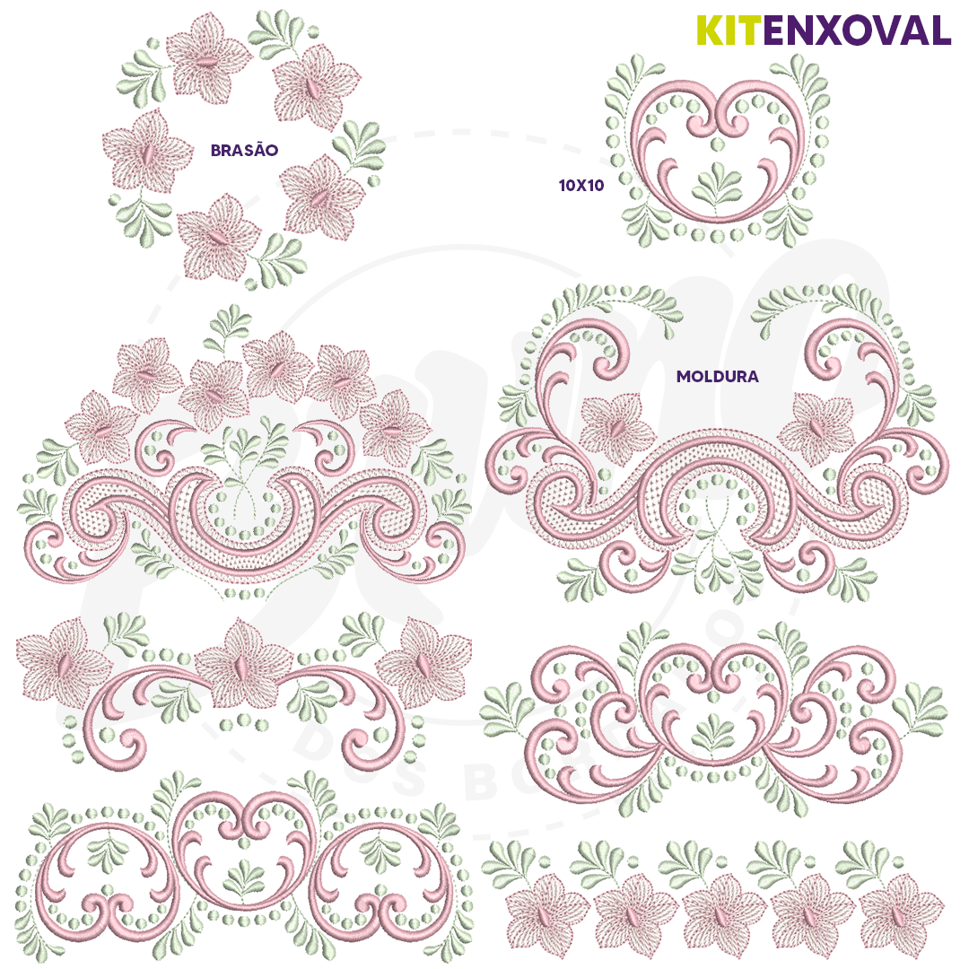 fundocatalogo_24d8b23b-b76c-4b94-ac11-4e410a8d1383-2 Kit Enxoval #52 - Flores e Arabescos