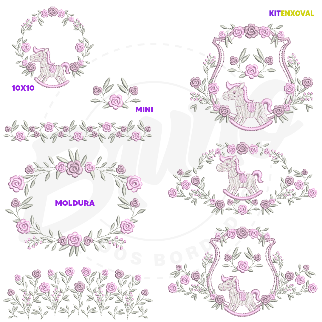 Kit Enxoval #160 - Cavalinho e rosas
